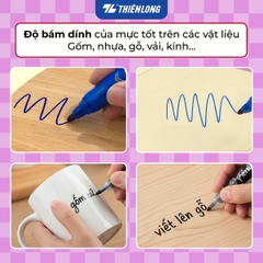 Bút lông dầu Thiên Long PM-025 1 đầu 1.5mm (10) - đầu vặn bơm mực dễ dàng