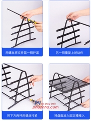 Kệ hồ sơ 3 tầng lưới sắt A4 Deli 9181