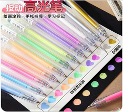 Bút bấm gel dạ quang Bitoon BT-9542 0.6mm (12) - 12 màu