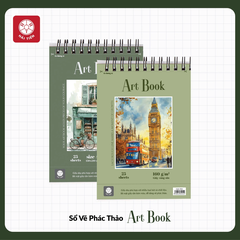 Sổ vẽ lò xo Hải Tiến Art Book 8816 A4 160gsm 25 tờ, giấy vàng sần (36)