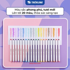 Bút lông màu Fiber Pen Thiên Long Colokit SWM-C008 20 màu tone pastel (có thể rửa được) ngòi chóp