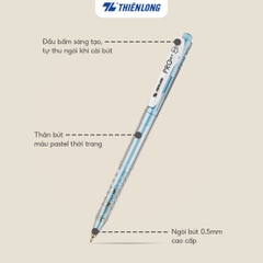 Bút bi Thiên Long TL-105 PRO 027 cán màu pastel 0.5mm (20) - Mực xanh/ đỏ/ đen - Bút bi TL105