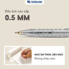 Bút bi Thiên Long TL-105 PRO 027 cán màu pastel 0.5mm (20) - Mực xanh/ đỏ/ đen - Bút bi TL105