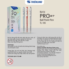 Bút bi Thiên Long TL-105 PRO 027 cán màu pastel 0.5mm (20) - Mực xanh/ đỏ/ đen - Bút bi TL105