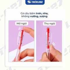 Bút bi Thiên Long TL-027 0.5mm (20) - Mực xanh/ đỏ/ đen/ tím TL027