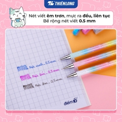 Bút gel Thiên Long Điểm 10 TP-GEL039 0.5mm, mực tím (20) - Bút bi mực nước ngòi bút nét mảnh cho học sinh