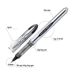 Bút ký Uniball UB-200 Vision elite roller ball 0.8mm, mực xanh (12)