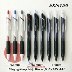 Bút ký Uni-ball SXN-150-07 Jetstream semi gel bút bi bấm 0.7mm, mực xanh (10)