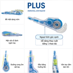 Băng xóa kéo Plus WH-105T V+ 5mmx12m (10/100) thế hệ mới – Dễ thay ruột, thiết kế công thái học