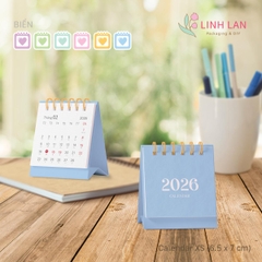Lịch để bàn Linh Lan Décor 2026 lò xo chữ A - size XS 6.5x7cm (6 màu)