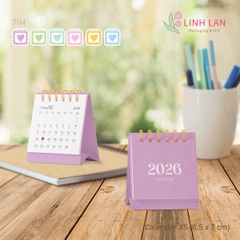 Lịch để bàn Linh Lan Décor 2026 lò xo chữ A - size XS 6.5x7cm (6 màu)