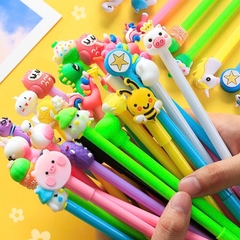 Bút gel hình thú, đầu hình thú dẻo - Mực tím | xanh