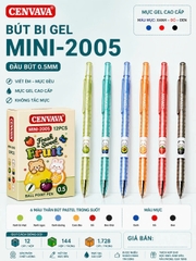 Bút bi semi gel Cenvava Mini-2005 0.5mm mực xanh (12) bút bi bấm