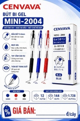 Bút bi Cenvava Mini-2004 0.6mm mực xanh (12) bút bi bấm