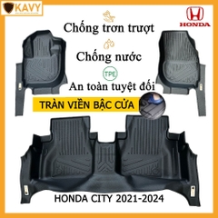 Thảm lót sàn ô tô Honda City 2021-2024 chất liệu TPE cao cấp chống trơn trượt, không mùi vừa form xe