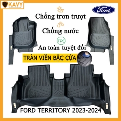 Thảm lót sàn xe ô tô Ford Territory 2022-2024 đúc nguyên khối TPE chống trơn trượt tràn viền bậc cửa