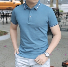 Áo thun polo phối viền cổ viền tay