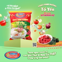 Cháo Dinh Dưỡng Tổ Yến Cao Cấp - Khánh Hòa NutriFoods Vị Bò Bằm Và Rau Củ - Thùng 30 Gói x 50G