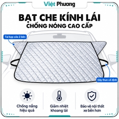 Bạt Che Nắng Kính Lái Ô Tô Cao Cấp Tráng Bạc Chống Nóng, Có Tai Kẹp Cửa & Dây Thun Cố Định