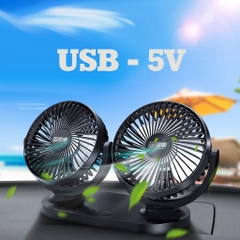 Quạt Đôi Mini Đa Năng Dùng Nguồn USB Xoay 360 Độ Công Suất Lớn Cho Ô Tô Xe Hơi Văn Phòng Gia Đình