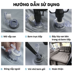 Giường Nệm Hơi Ô Tô Tiện Dụng Cao Cấp PHIÊN BẢN MỚI (vải nhung, chân đệm rời, có tựa lưng, có thanh chặn trẻ em)