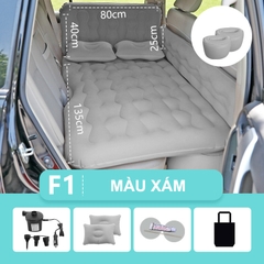 Giường Nệm Hơi Ô Tô Tiện Dụng Cao Cấp PHIÊN BẢN MỚI (vải nhung, chân đệm rời, có tựa lưng, có thanh chặn trẻ em)