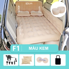 Giường Nệm Hơi Ô Tô Tiện Dụng Cao Cấp PHIÊN BẢN MỚI (vải nhung, chân đệm rời, có tựa lưng, có thanh chặn trẻ em)