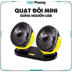 Quạt Đôi Mini Đa Năng Dùng Nguồn USB Xoay 360 Độ Công Suất Lớn Cho Ô Tô Xe Hơi Văn Phòng Gia Đình