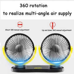 Quạt Đôi Mini Đa Năng Dùng Nguồn USB Xoay 360 Độ Công Suất Lớn Cho Ô Tô Xe Hơi Văn Phòng Gia Đình