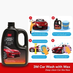 Xà Bông Rửa Xe Đậm Đặc Kết Hợp Sáp Phủ Bóng 3M Car Wash And Wax PN39000W (dung tích 1L, Nhập Khẩu Thái Lan)