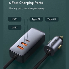 Tẩu Sạc Nhanh Mở Rộng 4 Cổng Baseus Share Together Extention Car Charger 120W (4 Port * 30W, QC/ PD/PPS)