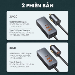 Tẩu Sạc Nhanh Mở Rộng 4 Cổng Baseus Share Together Extention Car Charger 120W (4 Port * 30W, QC/ PD/PPS)