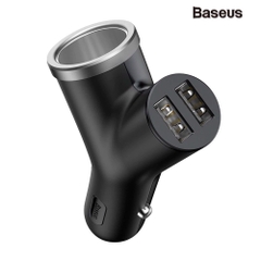 Tẩu Sạc Ô Tô Mở Rộng 3-in-1 Dùng Cho Xe Hơi Baseus Y Type Dual USB (40W, 3.4A Fast Charge, Intelligent Car charger)
