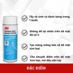 Chai Xịt Vệ Sinh Và Đánh Bóng Bề Mặt Kim Loại, Inox 3M Stainless Steel Cleaner & Polish 14002