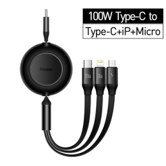 Cáp Sạc Du Lịch Rút Gọn 100W Baseus Bright Mirror Series 2 Retractable 3-in-1 Fast Charging Data Cable