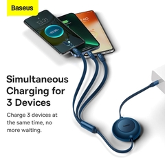 Cáp Sạc Du Lịch Rút Gọn 100W Baseus Bright Mirror Series 2 Retractable 3-in-1 Fast Charging Data Cable