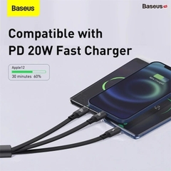 Cáp Sạc Du Lịch Rút Gọn 100W Baseus Bright Mirror Series 2 Retractable 3-in-1 Fast Charging Data Cable