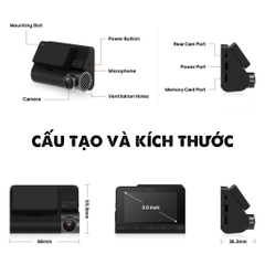 Camera Hành Trình 70mai A810S Ghi Hình Đồng Thời 2 Kênh Trước Sau 4K UHD HDR (Bản Quốc Tế)