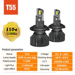 Đèn LED Ô Tô Xe Hơi Siêu Sáng Cao Cấp AKE T55 11.000LM 6000K Chân H1 H3 H4 H7 H11 9005 9006 9012