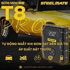 Bộ Kích Nổ Ô Tô Kiêm Bơm Lốp Đa Năng STEELMATE T8 PRO Cao Cấp Kiêm Sạc Dự Phòng (hàng chính hãng)