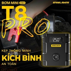 Bộ Kích Nổ Ô Tô Kiêm Bơm Lốp Đa Năng STEELMATE T8 PRO Cao Cấp Kiêm Sạc Dự Phòng (hàng chính hãng)