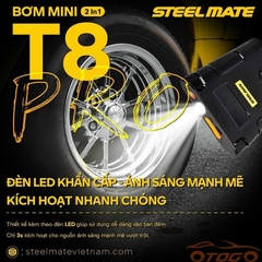 Bộ Kích Nổ Ô Tô Kiêm Bơm Lốp Đa Năng STEELMATE T8 PRO Cao Cấp Kiêm Sạc Dự Phòng (hàng chính hãng)