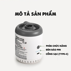Máy Bơm Phao Bơi, Giường, Nệm, Đệm Hơi Ô Tô 2 Chiều Dùng PIN Cao Cấp