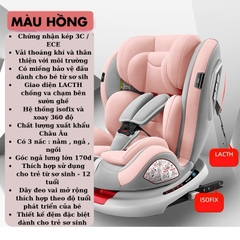 Ghế Ngồi Ô Tô Trẻ Em ISOFIX Children Safety Seat Xoay 360 Độ Cho Bé Sơ Sinh Đến 12 Tuổi