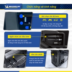 Máy Bơm Lốp Xe Ô Tô MICHELIN 17903 PIN SẠC 2 PISTON Đa Năng Cao Cấp Tự Động Ngắt (HÀNG CHÍNH HÃNG)