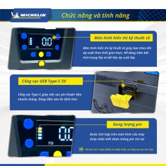 Máy Bơm Lốp Xe Ô Tô MICHELIN 17903 PIN SẠC 2 PISTON Đa Năng Cao Cấp Tự Động Ngắt (HÀNG CHÍNH HÃNG)