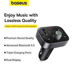 Tẩu Sạc Đa Năng Phát Nhạc Trên Xe Hơi Qua USB, Bluetooth Baseus S-09 Pro Series Car FM Transmitter