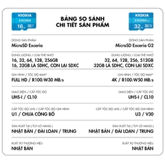 Thẻ nhớ MicroSD KIOXIA Exceria G2 UHS-1 U3 Tốc Độ Cao Hỗ Trợ Ghi Hình 4K Cho Camera Hành Trình