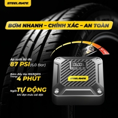 Bơm Lốp Ô Tô Mini STEELMATE T5 Cắm Tẩu 12V, Tự Động Ngắt, Màn Hình Điện Tử, Bảo Hành 2 Năm