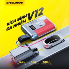 Bộ Kích Nổ Ô Tô Kiêm Bơm Lốp Đa Năng STEELMATE V12 Cao Cấp Kiêm Sạc Dự Phòng (hàng chính hãng)